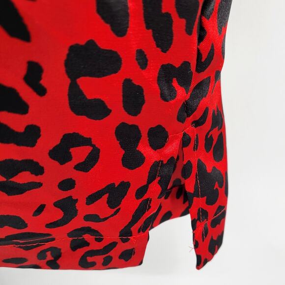 Morgan Taylor Intimates Red Animal Print Satin Oversized Lounge Shirt Women’s XL - Picture 5 of 7